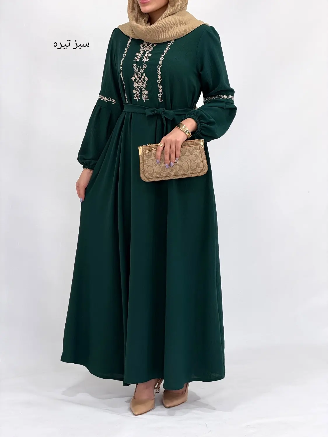 پیراهن بلند سوپرکلوش گلدوزی لعیا